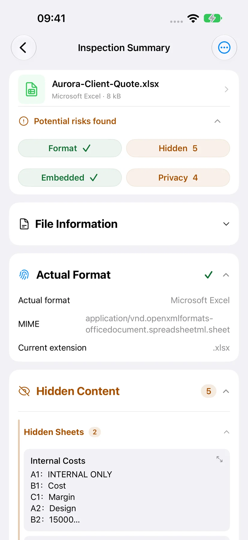 iPhone · Review the file before sharing